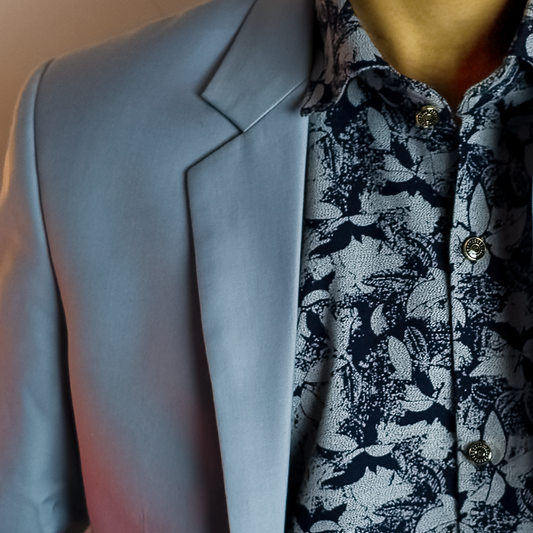 Men’s Navy Blue Floral Pattern  Full-Sleeve 100% Cotton Regular Fit Shirt