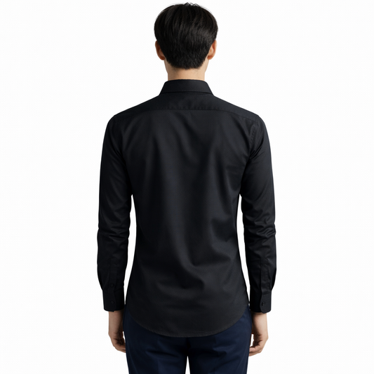 Men’s Premium Black Textured  Cotton Shirt