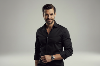 Men’s Black Full-Sleeve 100% Cotton Regular Fit Shirt