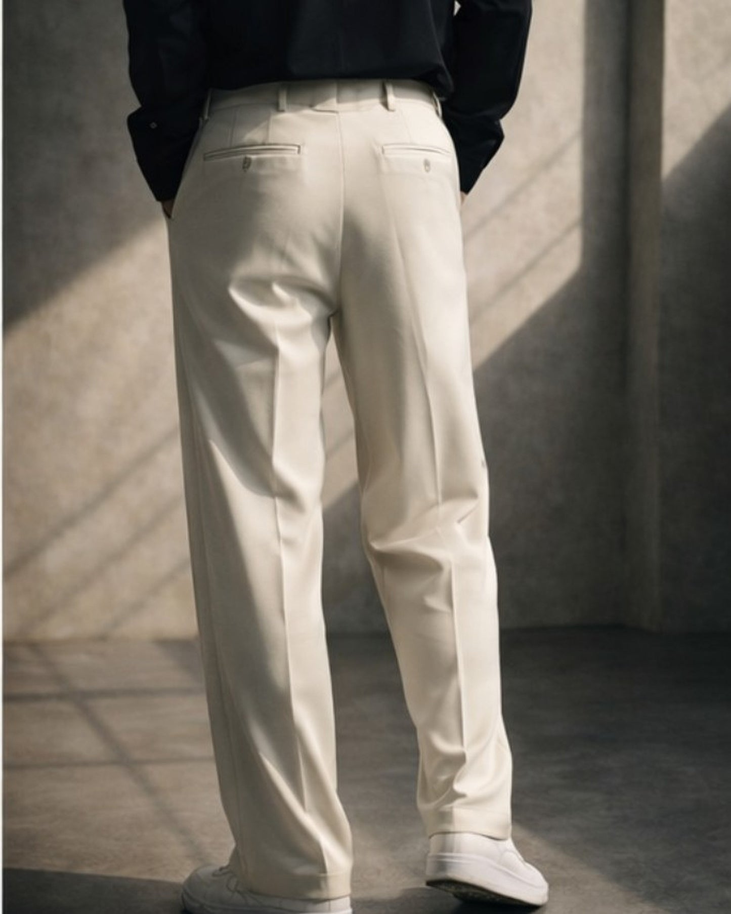 Seoul Tailored Wide-Leg Trousers (Ivory)