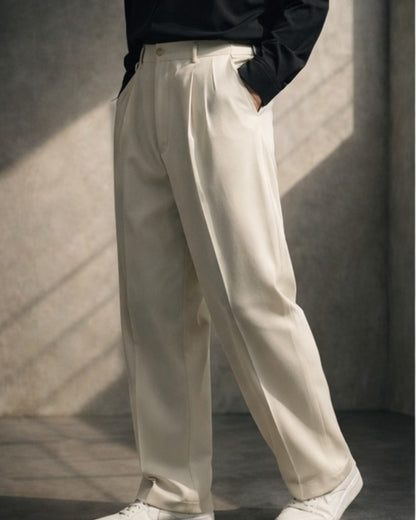 Seoul Tailored Wide-Leg Trousers (Ivory)